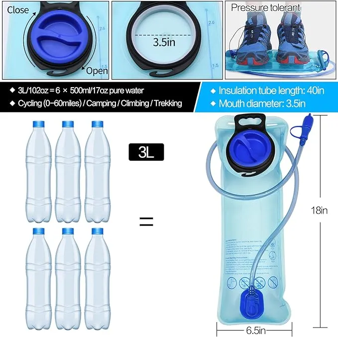 1/2/4/8 Pack Hydration Bladder, 1.5L/2L/2.5L/3L Water Reservoir, Leakproof Water Bladder Hydration Pack, Large Opening Water Storage Bladder Bag, for Cycling Hiking Camping
