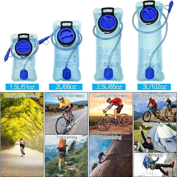 1/2/4/8 Pack Hydration Bladder, 1.5L/2L/2.5L/3L Water Reservoir, Leakproof Water Bladder Hydration Pack, Large Opening Water Storage Bladder Bag, for Cycling Hiking Camping