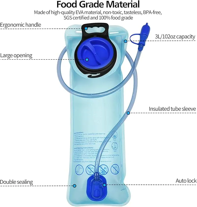 1/2/4/8 Pack Hydration Bladder, 1.5L/2L/2.5L/3L Water Reservoir, Leakproof Water Bladder Hydration Pack, Large Opening Water Storage Bladder Bag, for Cycling Hiking Camping