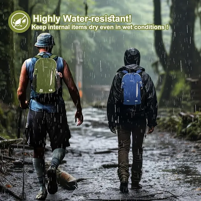 15L Highly Water-resistant Hiking Daypack, Small Backpack Travel Outdoor, Lightweight Day Pack with Tool Loops(Army Green)