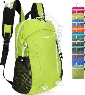 15L Highly Water-resistant Hiking Daypack, Small Backpack Travel Outdoor, Lightweight Day Pack with Tool Loops(Fluorescent Green)