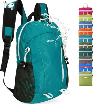 15L Highly Water-resistant Hiking Daypack, Small Backpack Travel Outdoor, Lightweight Day Pack with Tool Loops(Light Green)