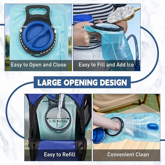 2L Hydration Bladder, Water Bladder for Hiking Backpack, Leak Proof Water Reservoir Storage Bag, BPA-Free Hydration Pack Replacement for Cycling, Hiking, Camping, Hunting, Running, Blue