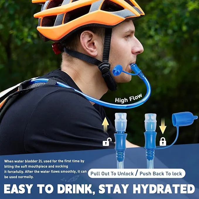 2L Hydration Bladder, Water Bladder for Hiking Backpack, Leak Proof Water Reservoir Storage Bag, BPA-Free Hydration Pack Replacement for Cycling, Hiking, Camping, Hunting, Running, Blue
