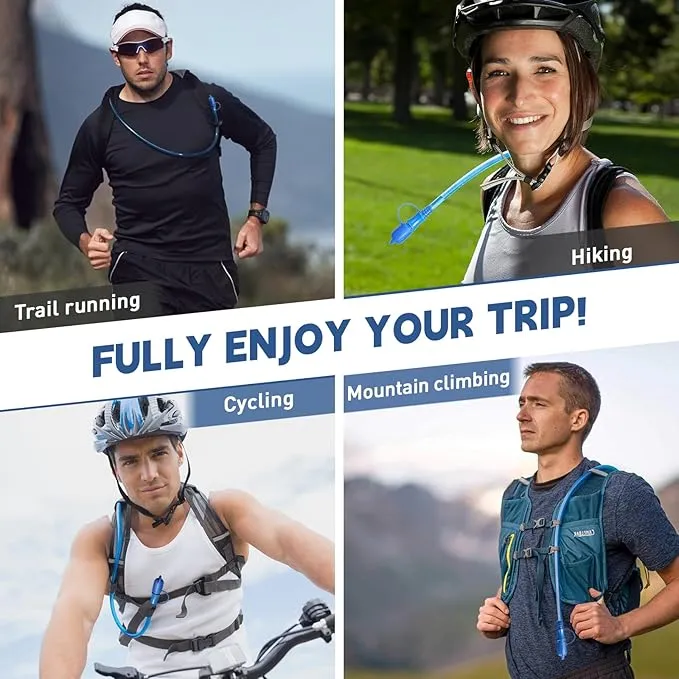 2L Hydration Bladder, Water Bladder for Hiking Backpack, Leak Proof Water Reservoir Storage Bag, BPA-Free Hydration Pack Replacement for Cycling, Hiking, Camping, Hunting, Running, Blue