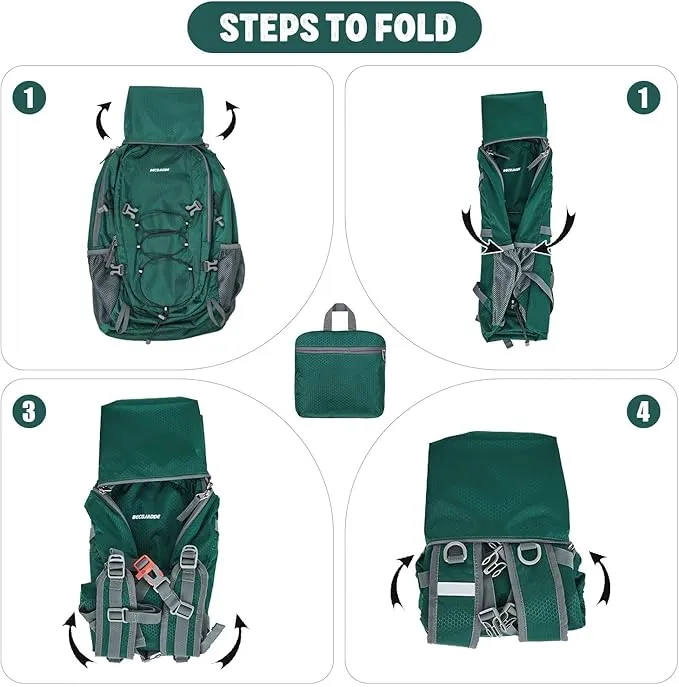 40L Lightweight Hiking Backpack Travel Packable Daypack for Women and Men, Green