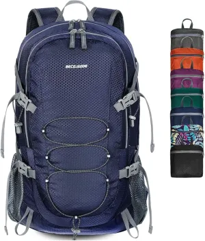 40L Lightweight Hiking Backpack Travel Packable Daypack for Women and Men, Navy Blue