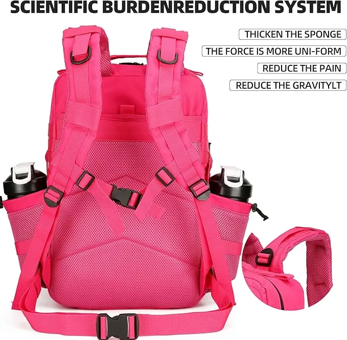45L Military Tactical Backpack Hiking Backpacks Tactical Gear Camo Back Pack Army Molle Bag Rucksack Fitness Daypack (Pink)