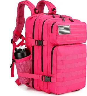 45L Military Tactical Backpack Hiking Backpacks Tactical Gear Camo Back Pack Army Molle Bag Rucksack Fitness Daypack (Pink)