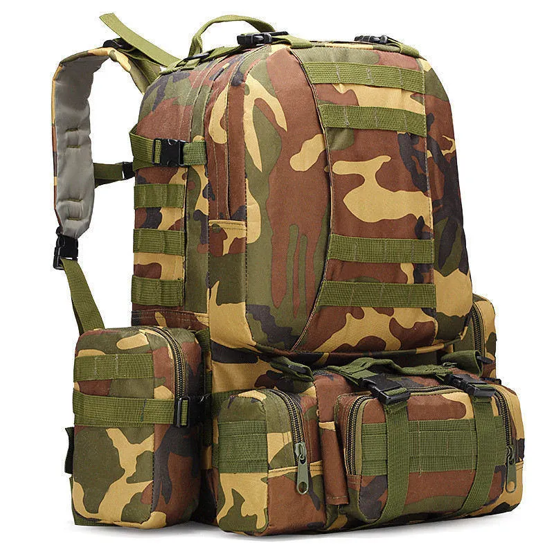 50L Tactical Backpack 4-in-1 Military Rucksack Molle Outdoor Sport Bag for Men - Camping, Hiking, Travel, Climbing