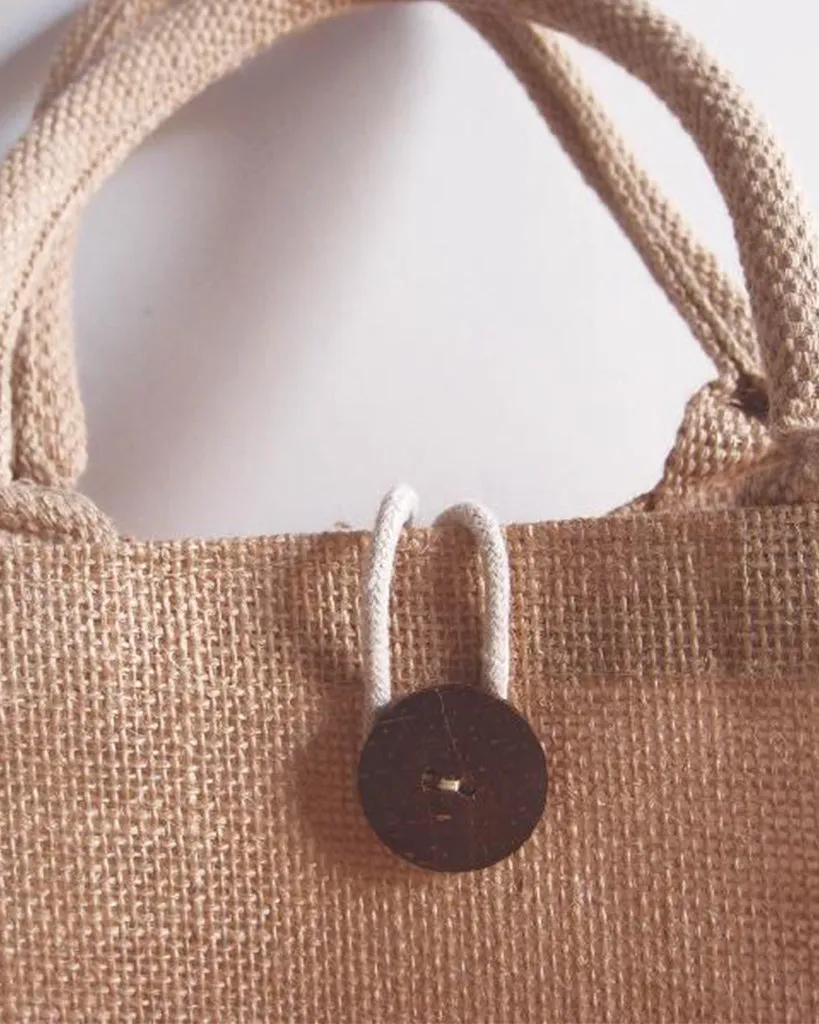 6 ct Milan Jute Tote Bags with Canvas Front Pocket - Pack of 6
