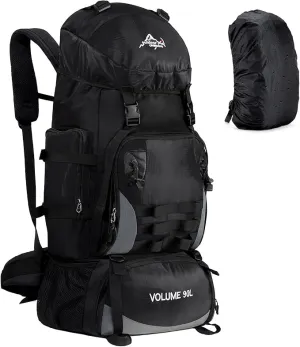 90L Large Camping Hiking Backpack with Rain Cover, Waterproof Molle Rucksack Military Backpack (Black)