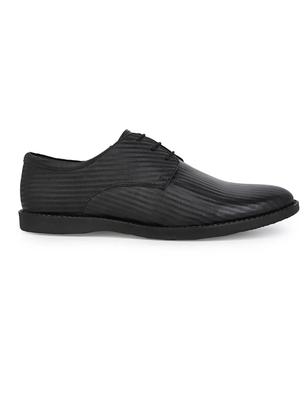 Alberto Torresi Textured Black Leather Office/ Dress Formal Derby Shoes