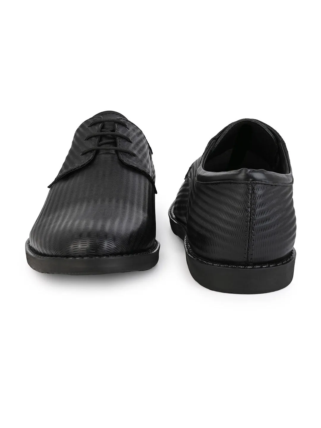 Alberto Torresi Textured Black Leather Office/ Dress Formal Derby Shoes