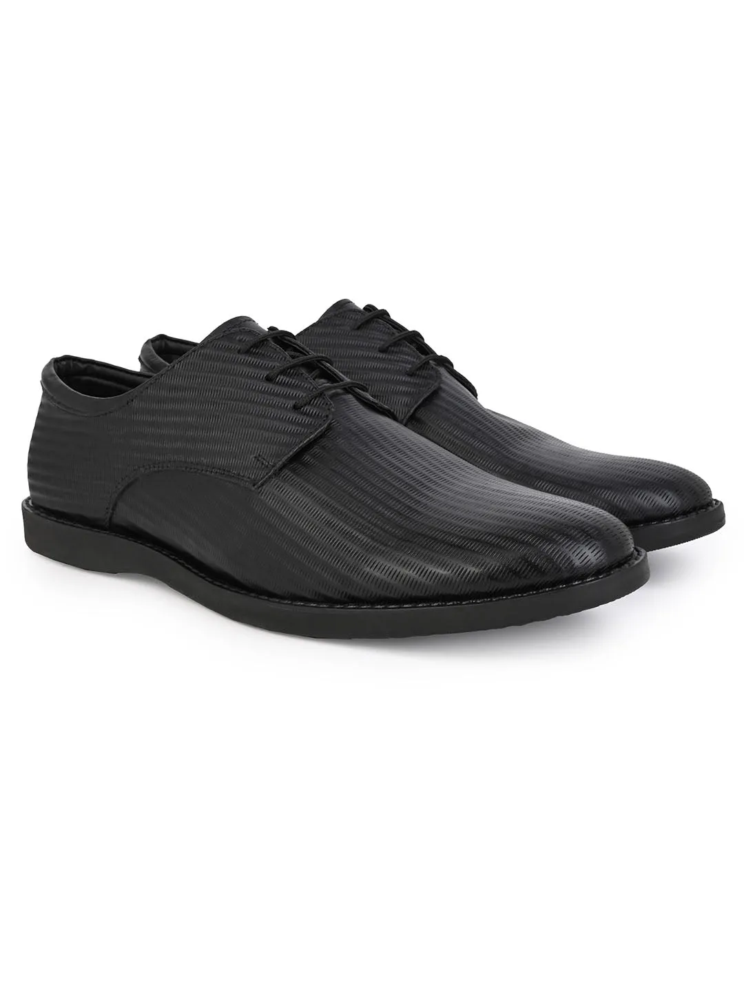 Alberto Torresi Textured Black Leather Office/ Dress Formal Derby Shoes
