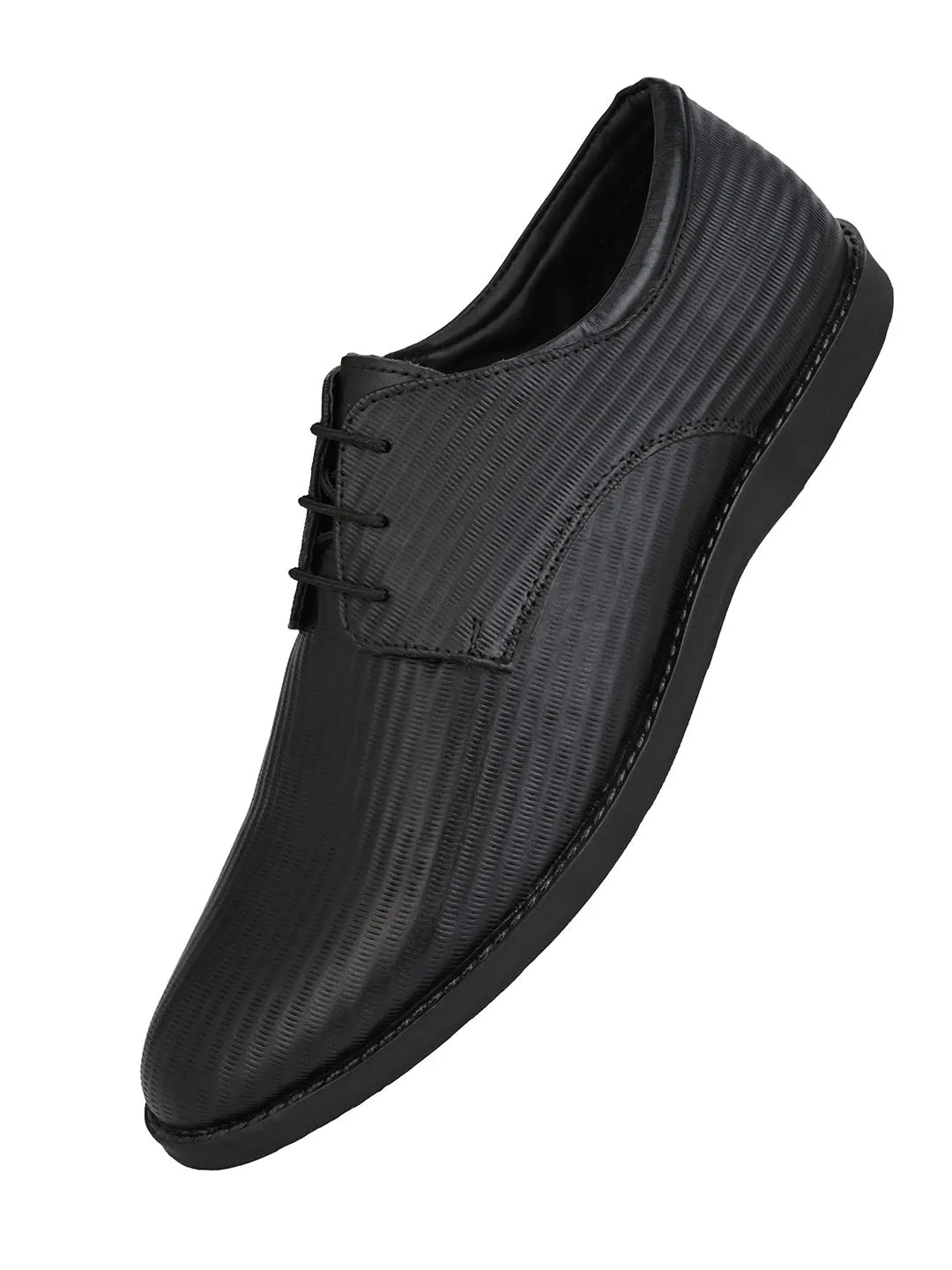 Alberto Torresi Textured Black Leather Office/ Dress Formal Derby Shoes