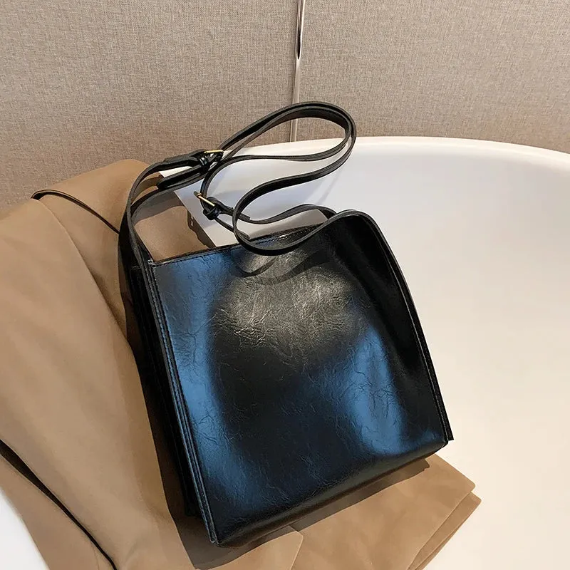 binfenxie  Quality Women Tote Bags Shiny Leather Shopper Shoulder Bag Retro Large Capacity Shopping Totes Luxury Designer Handbag Lady