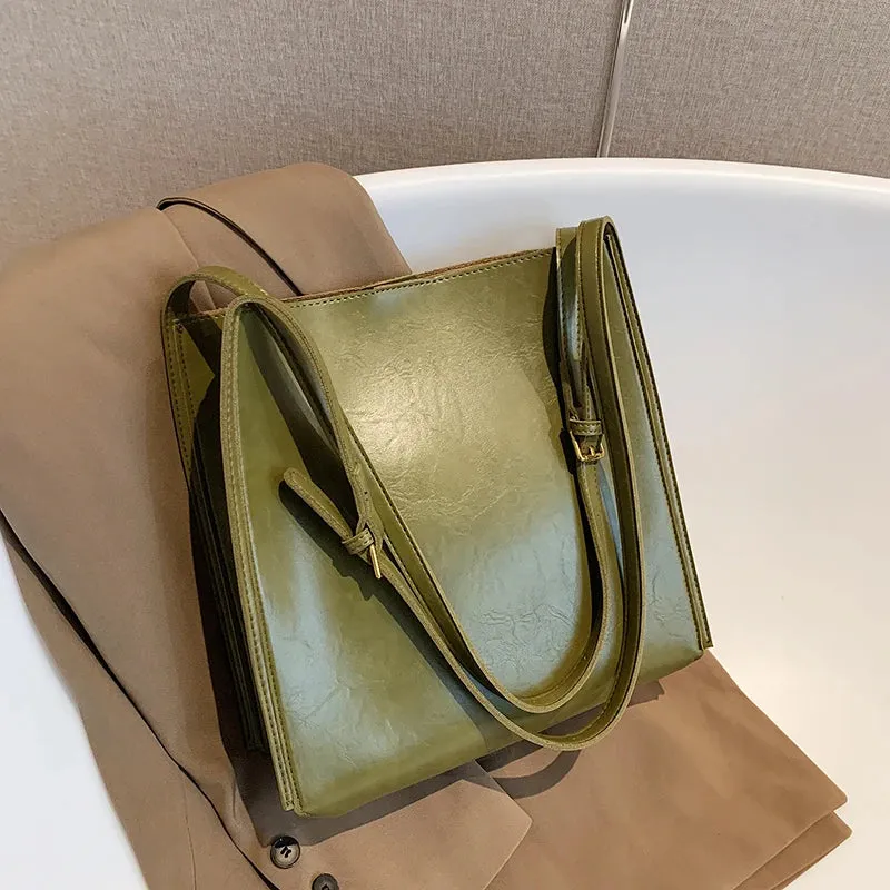 binfenxie  Quality Women Tote Bags Shiny Leather Shopper Shoulder Bag Retro Large Capacity Shopping Totes Luxury Designer Handbag Lady
