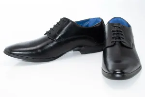 Black Classic Plain Toe Derby Lace-Ups