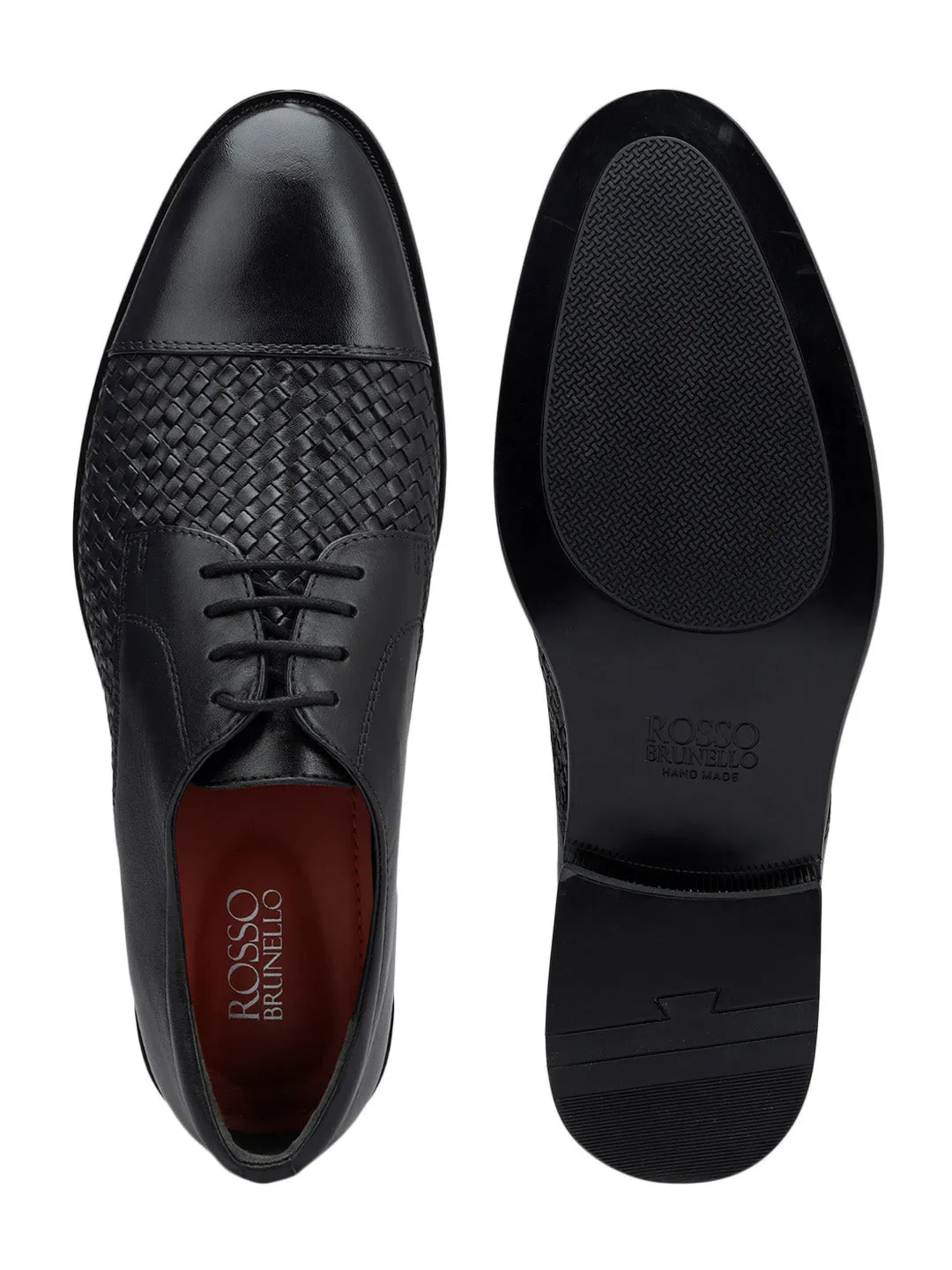 Black Textured Leather Lace Ups