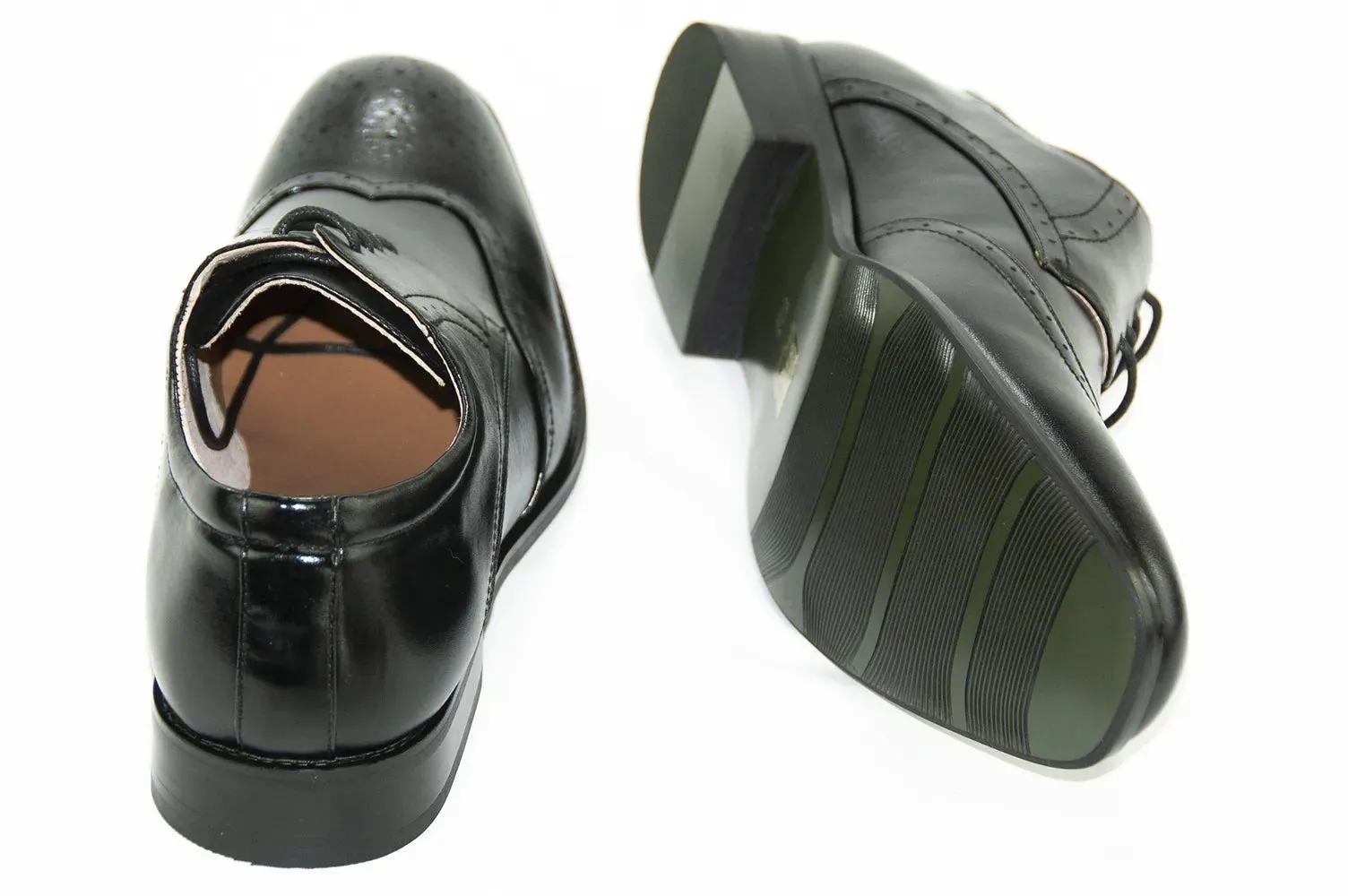 Black Wingtip Leather Lace-Ups