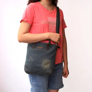 Blue Denim Womens Small Tote Bags Denim Small Tote Handbag Vintage Small Messenger Bag For Women