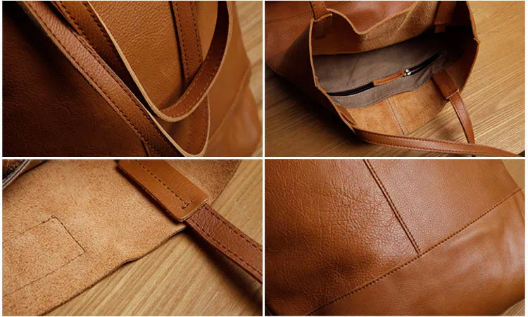 Brown Womens Genuine Leather Tote Bags Purse Handbags Shoulder Bag for Women
