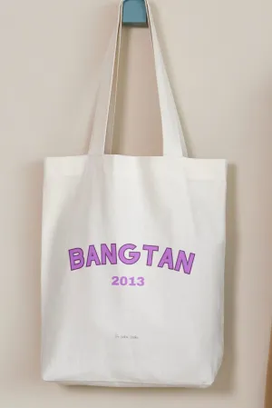 BTS Bangtan 2013 White Tote Bag with Zipper