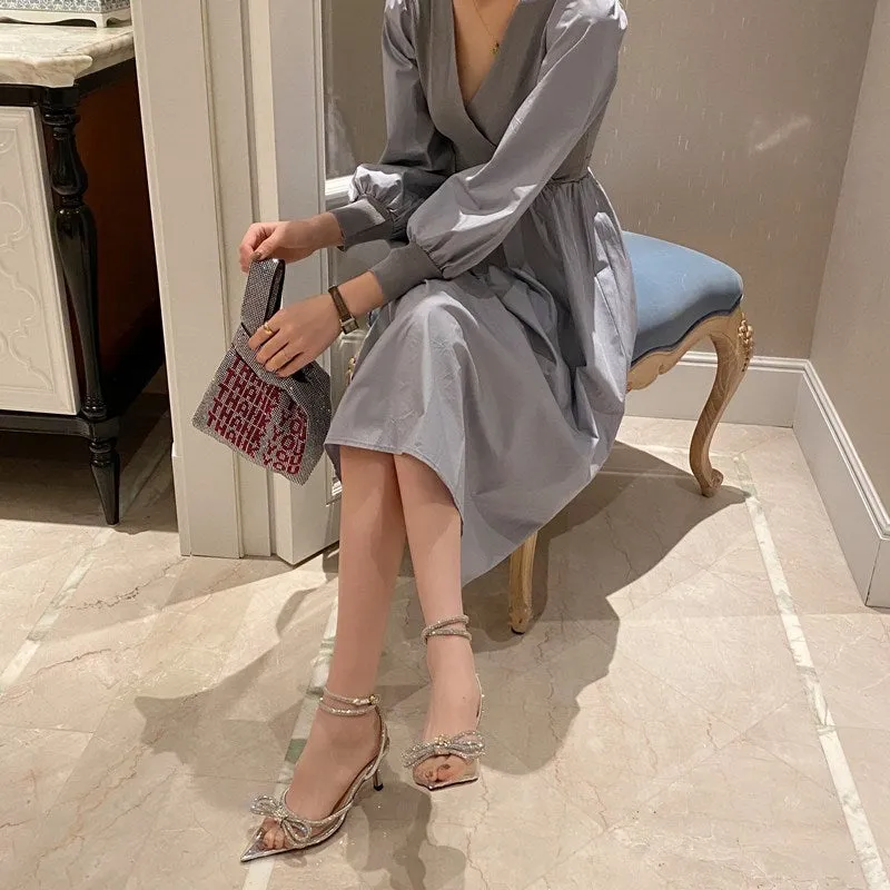 Butterfly-Knot Pointed Toe Pumps