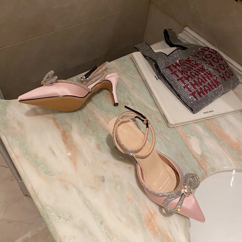 Butterfly-Knot Pointed Toe Pumps