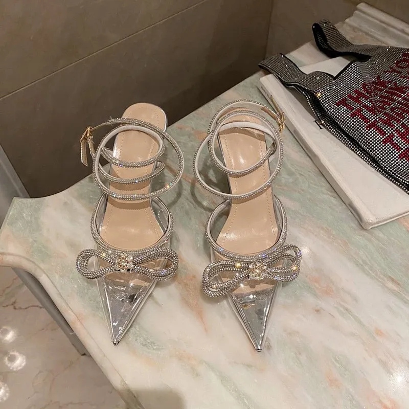 Butterfly-Knot Pointed Toe Pumps