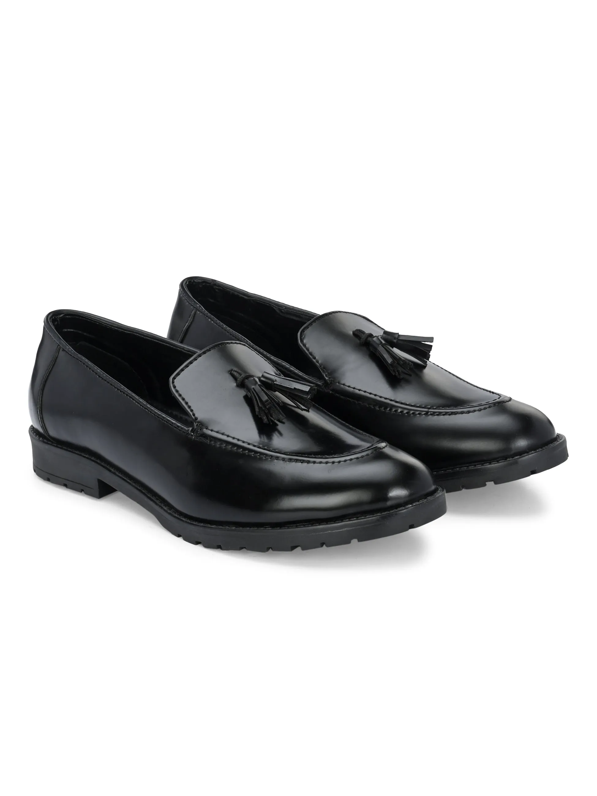 CARLO ROMANO BY WASAN VEGAN LEATHER PATENT BLACK COLOUR SLIP-ON MOCCASIN FOR MEN