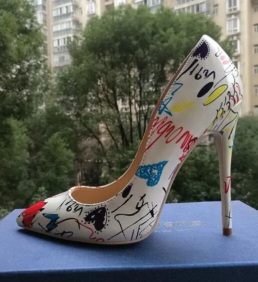 Craylorvans 2018 Specia Graffiti Colorful Women Pumps Sexy Stiletto high heels Spring Wedding Party Women Shoes sapato feminino