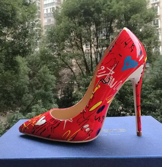 Craylorvans 2018 Specia Graffiti Colorful Women Pumps Sexy Stiletto high heels Spring Wedding Party Women Shoes sapato feminino