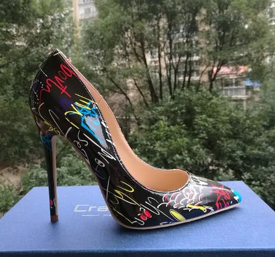 Craylorvans 2018 Specia Graffiti Colorful Women Pumps Sexy Stiletto high heels Spring Wedding Party Women Shoes sapato feminino