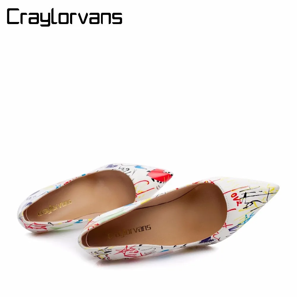 Craylorvans 2018 Specia Graffiti Colorful Women Pumps Sexy Stiletto high heels Spring Wedding Party Women Shoes sapato feminino