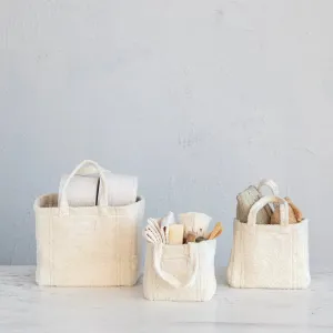 Creative Co-op Cotton Terry Tote Bags with Handles
