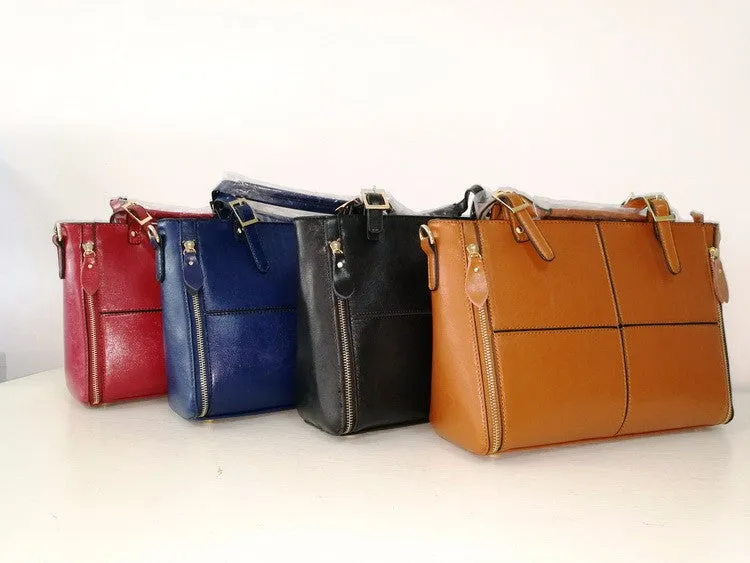 Daphne split leather tote bag