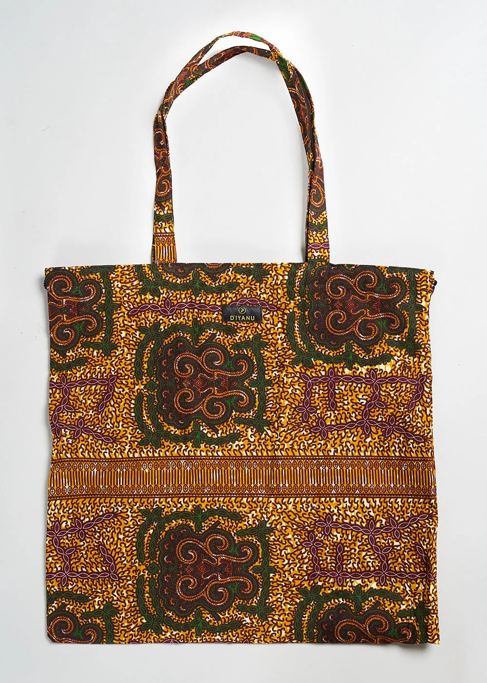 Ebuni African Print Tote (Green Tortoise Diamonds)