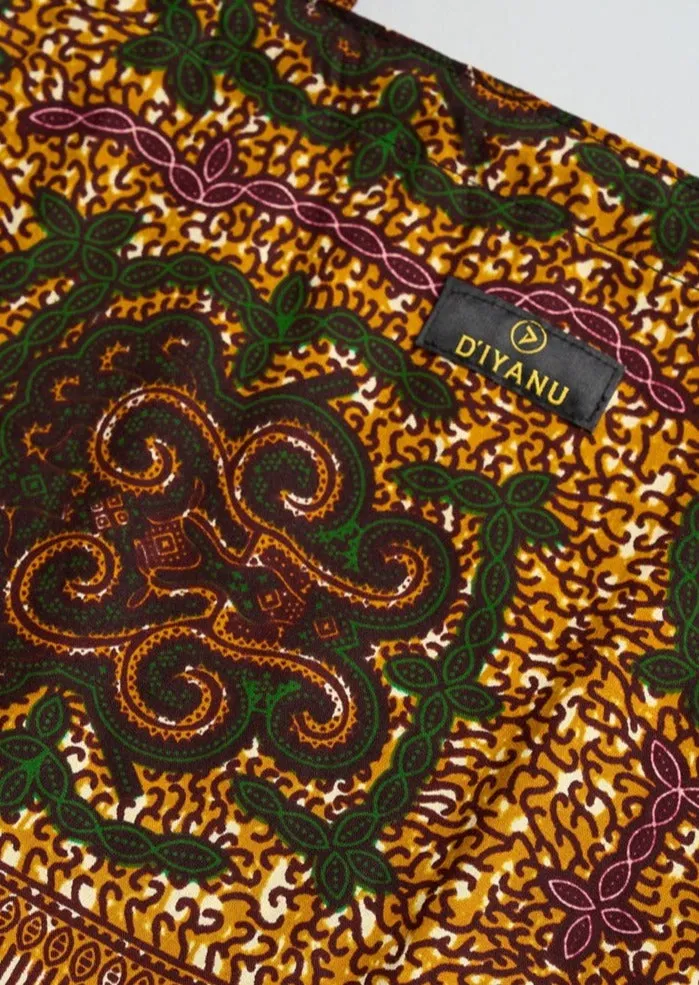 Ebuni African Print Tote (Green Tortoise Diamonds)