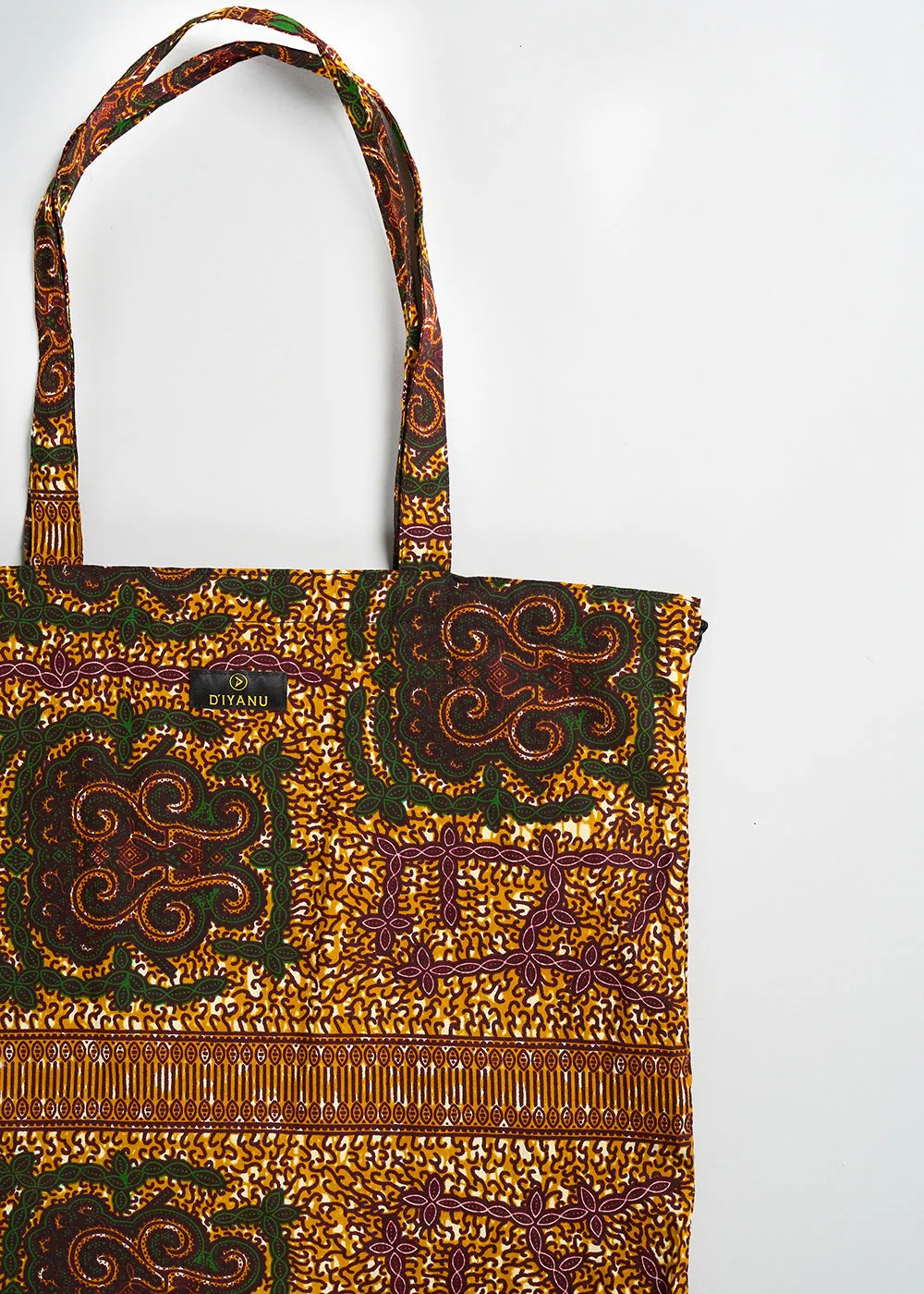 Ebuni African Print Tote (Green Tortoise Diamonds)