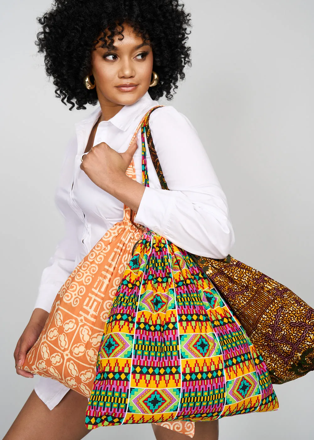 Ebuni African Print Tote (Green Tortoise Diamonds)