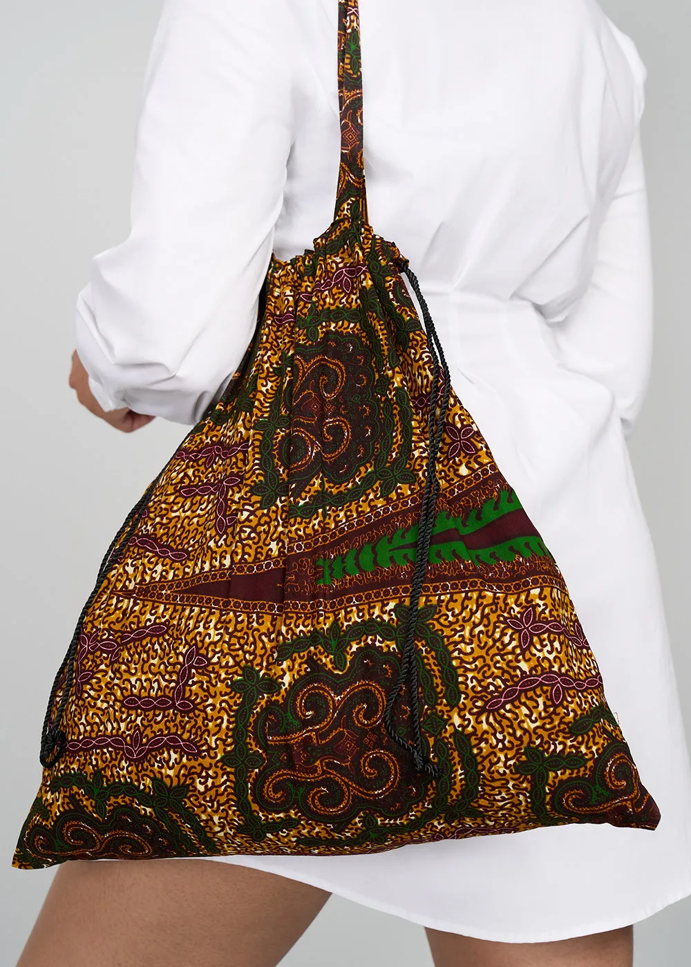 Ebuni African Print Tote (Green Tortoise Diamonds)