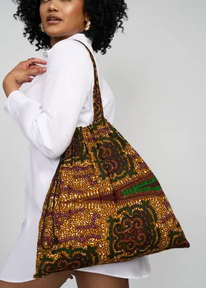 Ebuni African Print Tote (Green Tortoise Diamonds)