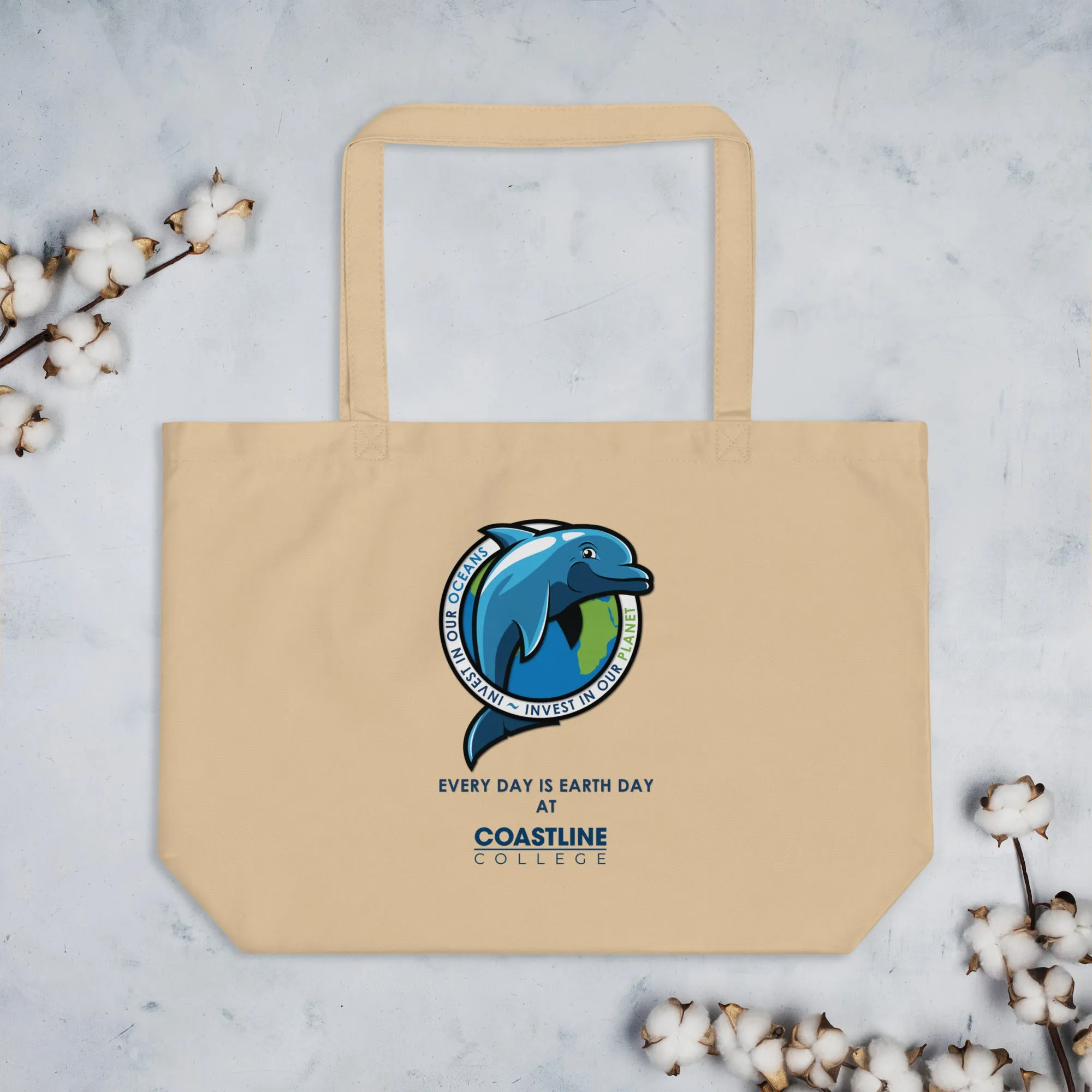 Fin Invest In Our Oceans Natural Large Organic Tote Bag