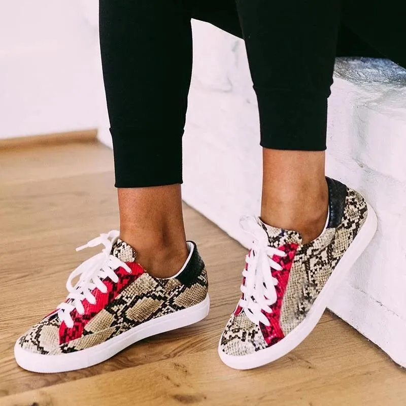 Geometric Snake Print Sneakers Womens Shoes