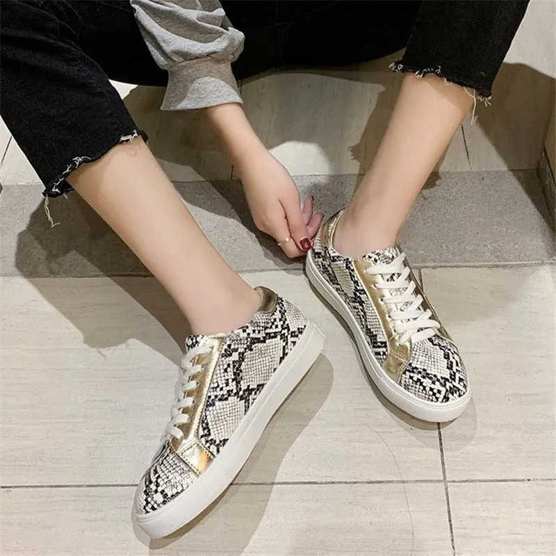 Geometric Snake Print Sneakers Womens Shoes