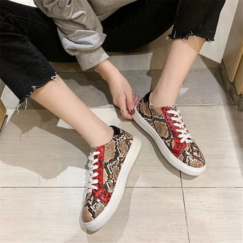 Geometric Snake Print Sneakers Womens Shoes