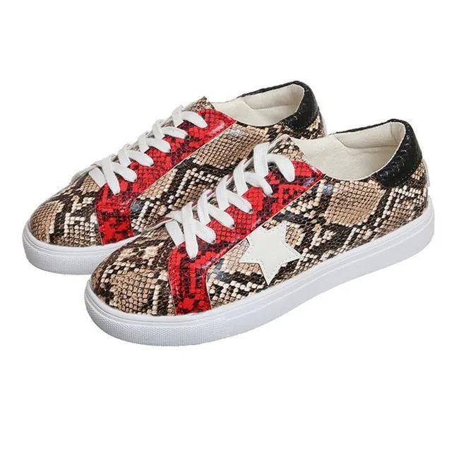 Geometric Snake Print Sneakers Womens Shoes