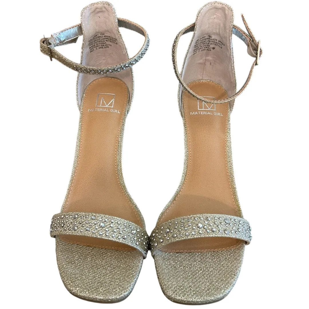 Glittery Ankle Strap Sandals Rhinestone Embellished Heels 7.5